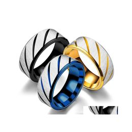 Bandringe Mode Herren Ring Edelstahl Schmuck 4 Farben Einfache Twill Ankunft Drop Lieferung DHF8P