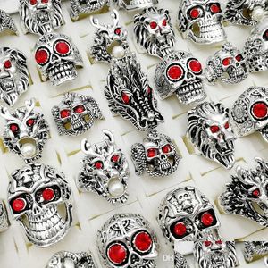 Band Ringen Mode Nieuwste 30 stks/partij Gothic Punk Dragon Ring Stoere Guy Vintage Mix Stijlen Heren Dames Sieraden Giftsize18Mm-2M Drop Deli Dhehi