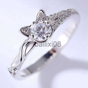 Anillos de banda Anillos de moda para mujeres lindas Sweetheart Kitten Simply Cat Style Ring Girls Party Jewelry Gift J230719