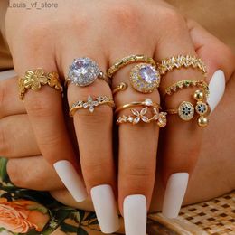 Anillos de banda Moda Acero inoxidable Color oro Brillante Cristal Compromiso Banda de boda Anillo de eternidad para mujeres Regalo de Navidad Joyería de amor T231213