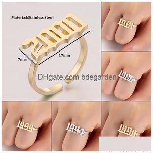 Bandringen Mode roestvrijstalen ring voor vrouwen Koreaans 1985-1997 Aangepaste geboortejaren Aantal ringen Sier Goud Rose als geschenk Beste vriend Dhxh2