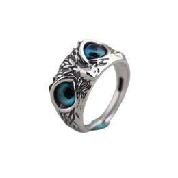 Band Ringen Mode Vintage Leuke Blauwe Ogen Uil Ring Voor Mannen Vrouwen Open Sier Kleur Verloving Paar Sieraden Geschenken Drop Leveren Dhfrj