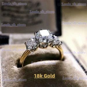 Anillos de banda Moda Oro Blanco Blanco Moissanite Compromiso Anillos de boda para mujeres Alianza de boda nupcial Aniversario Día de la madre Regalo Joyería T231207