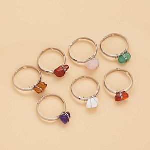 Bandringen Fashion Wire Wrap Natural Rock verstelbare ringen voor dames kwarts stenen hars onregelmatige vingerringfeestje bruiloft sieraden geschenken aa230426