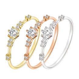 Bandringen mode dames ring vinger sieraden roségoud/vleugje/gouden kleurstïstelige kristallen ringen 4/5/6/7/8/9/10/11 maat cadeau aa230306