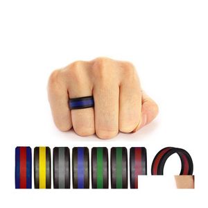 Bandringen mode dames tweekleurige sile drie lagen banden rubber flexibele ring voor dames bruiloft verloving sieraden drop levering dhkrd