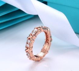 Anneaux de bande Fl Diamond Titanium Steel et Sier Love Bague de luxe Hommes Femmes Rose Gold Designer Couple Bijoux Cadeau avec boîte Drop Livraison OTR1M