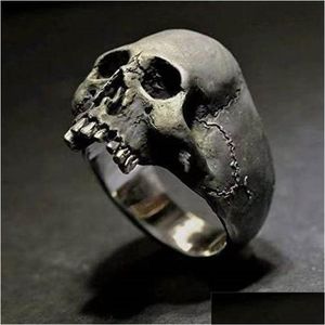 Anneaux de bande pour hommes Skl Bague Mâle Rock Gothique Punk Bijoux Cadeau En Gros Livraison Directe Otxuq