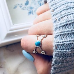 Bandringen voor vrouwen/925 zilveren/ring blauwe steen holle spider vorm punk ontwerp vinger ring sieraden maat 7 bagues giet femme