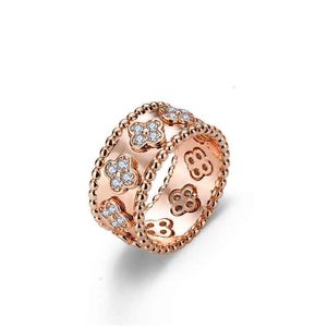 Anneaux de bande Four Leaf Clover Cleef Ring Kaleidoscope Designer pour femmes 18k Gold Sier Diamond Luxury Luxury Saint Valentin Drop délivre DHK8Z