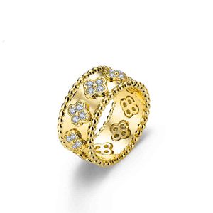 Bandringen klavertje vier cleef ring caleidoscoop designer ringen voor vrouwen 18K goud zilver diamanten nagelring luxe ringen Valentijnsfeest designer sieraden