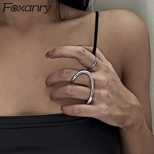 Bande Anneaux Foxanry INS Mode Timbre Doigt Anneaux Charme Femmes Irrégulière Simple Géométrique Fête D'anniversaire Bijoux Cadeaux 230410