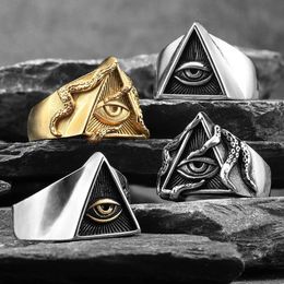 Bands Anneaux Freemason Illuminati triangle Freemason en acier inoxydable Anneaux Punk Mens Boyfriends Bicycles Jewelry Creative Gifts Wholesale J240516
