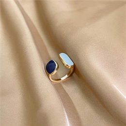 Bandringen Franse retro romantische kleur matching drop glaze gouden open ringen voor vrouw 2022 Koreaanse mode sieraden feest meisjes luxe ring G230213