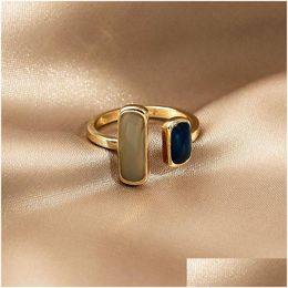 Bandringen Franse retro romantische ring kleur bijpassende drop glazuur gouden open ringen voor drop levering sieraden ring Dhgarden Ot342