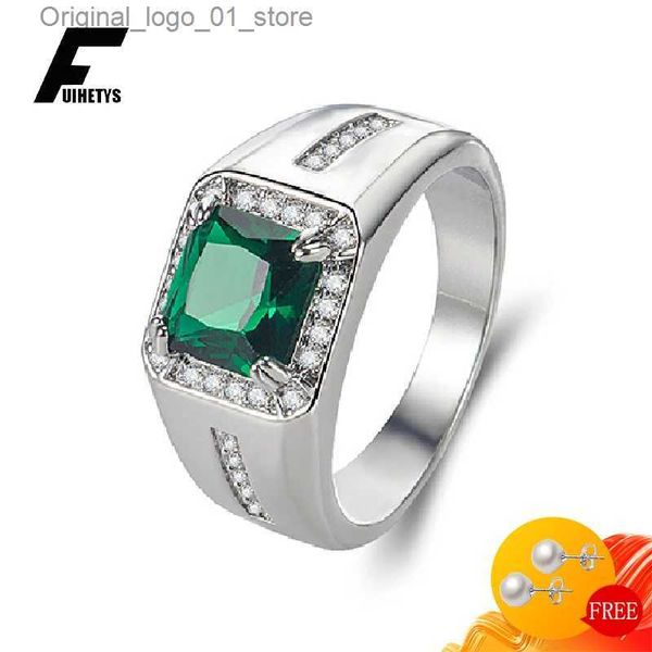 Anneaux de bande FUIHETYS 925 bague de bijoux en argent pour femmes hommes accessoires avec Zircon pierres précieuses bagues de mariage fête de mariée cadeau en gros Q231207