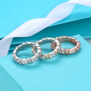 Bandringen volledige diamant titanium staal en zilver liefdesring luxe heren dames roségoud ontwerper paar sieraden cadeau met doos