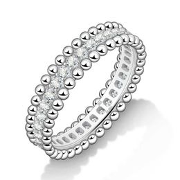 Anneaux de bande Full molybdenum Silicon Wedding Couple Couple Promise Ring 925 Sterling Silt D Color VVS1 Diamond Maridage Rague J240410