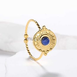 Bandringen gattvict gouden kleur natuursteen ring roestvrij staal open verstelbare sieraden voor vrouwen stijlvolle vintage opal planeet ringen cadeau j230817