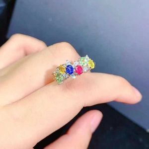 Bandringen Gemicro Natural Sapphire Ring 925 Sterling Silver Lowest Price Women's King Cluster Party Jewell240105