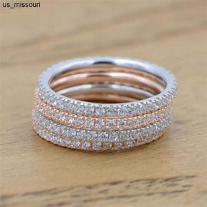 Bandringen Echte Eeuwigheid Ring 925 Sterling Silver Micro Pave AAAAA Cubic Zirconia Charm Wedding Band Rings For Women Finger Sieraden J230522