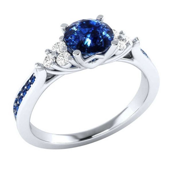 Anillos de banda Anillo de plata de ley S925 con zafiro natural genuino de Sri Lanka, anillo de diseño de compromiso con piedra natal, anillo de moda con piedras preciosas azules para mujer AA230306