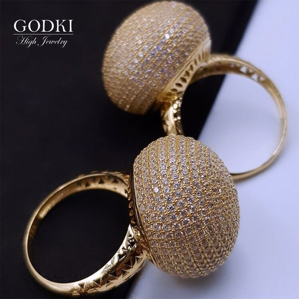 Bande Anneaux GODKI À La Mode Boule Disco Grande Déclaration Audacieuse pour Femmes Cubique Zircon Doigt Perles Charme Bohème Plage Bijoux 230511