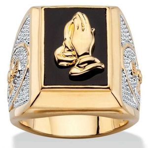 Anneaux de bande Gold plaqués en acier inoxydable Anneaux Mens Mens personnalisés Prime Prayer Ring Mens Mens Fashion Party Bijoux J240527