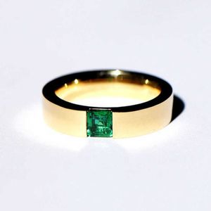 Bandringen prachtige natuurlijke edelsteen smaragd ring gouden kleur ingelegde groene zirkoonringen voor heren bruids engagement jubileum feestje sieraden p230411