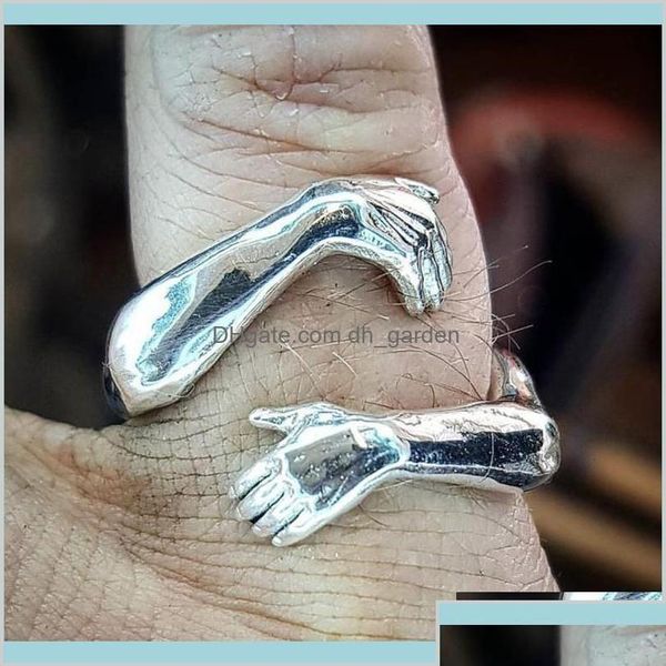 Anneaux de bande Gothic Hug Muscle Hands For Women Men Ajustement Ring à chouette ouverte Couple de fête Vintage Bijoux audxo UA5 Drop Livraison Dhqup