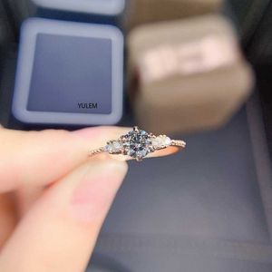 Bandringen Gray Moissanite Engagement Ring Sterling Silver Twining Wedding Band Delicate Flower Lab Diamond stapelbare ring omvatten Box Z0327