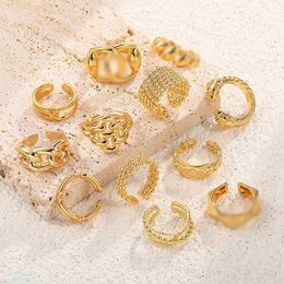 Anillos de banda anillos de la estrella de la guicc anillo de oro de cobre femenino hembra simple anillo de mano abierto simple anillo manual