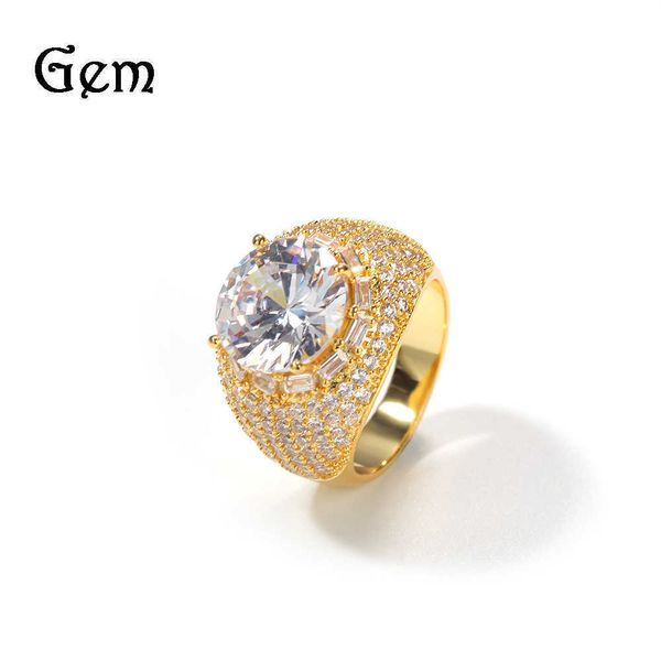 Anillos de banda Gumeng Hip Hop Copper Zircon Diamond Arc Men's Fashion Index Finger Ring Regalo