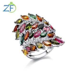 Anneaux de bande GZ Zongfa Pure 925 Ring de couleur sterling Femme Natural Tourmaline Gemstone 6.4 Carats Elegant à la mode et exquise bijoux Q240429