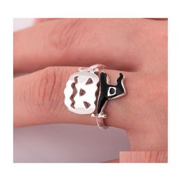 Band ringen Halloween sieraden grappige pompoen heksen hat open ring persoonlijkheid druppelolie nanashop drop levering dhlim