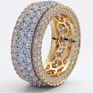 Bandringen Handgemaakte luxe ring 925 Sterling Silver 150 Ronde Diamond CZ Party Wedding Ring Mens Finger Sieraden J240410