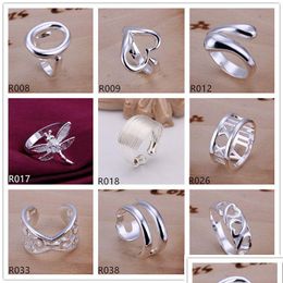 Anillos de banda Chapado en plata de ley de alto grado 10 piezas Estilo mixto 925 Anillo Gtr1 Venta directa de fábrica Joyería de entrega directa Dhba2