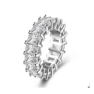 Bands Anneaux de haute qualité Clear Zircon Ring Fashion Baguette Engagement de mariage Eternité pour les femmes Valentin Day Gift Drop Livrot JE DHKDT