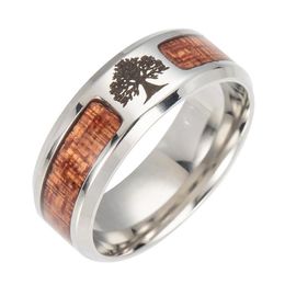 Band Ringen Hoge kwaliteit Paar Hout Mannen S Kruis Levensboom Vrijmetselaars Titanium Staal Houten Ring Voor Vrouwen Mode-sieraden In Bk Drop Dhtor