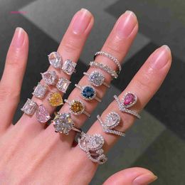 Band Ringen Hoge Kwaliteit Custom Pure D Kleur VVS Moissanite Ring 925 Zilveren Engagement Trouwringen Voor Vrouwen Set Met certificaat