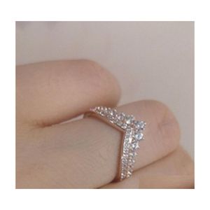 Bandringen Hoogwaardige mode CZ Diamond Ring voor Pandora 925 Sterling Sier Rose Gold Ploated Womens Wedding Original Box Set79 Q2 DHJR8