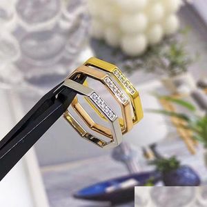Bandringen Ring van hoge kwaliteit voor heren Dames Achthoekig goud Titanium Staal Leuke sieraden Cadeau Drop Delivery Dhmsq