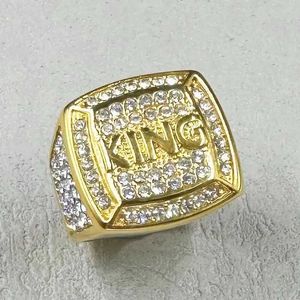 Anneaux de bande Hip Hop Full Diamond 316L Ring Kfinger en acier inoxydable adapté aux bijoux de la fête de rap J240429