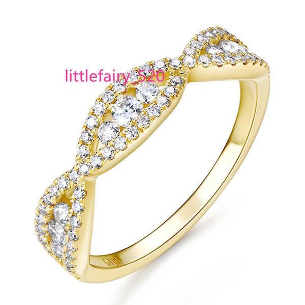 Bands anneaux Vente chaude Fashion Femmes Bijoux Moisanite Stones 10k Solid Real Gold Twist Ring pour le mariage Gift