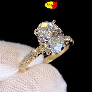 Band Ringen Hot Koop Echt Goud 9K 14K 18K S925 Zilveren Vrouwen Engagement Trouwringen Set Ovaal geslepen Diamanten Verlovingsringen Moissanite