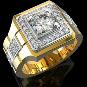 Bandringen Hot verkopen ingelegde Crystal Wide Face Watch Style Mens Ring Banquet Business Mens Ring Sieraden Maat 6-13 J240527