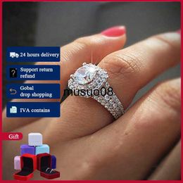 Band Ringen HOYON 14K Wit Goud Kleur 1 Moissanite Vierkante Ring voor Vrouwen Bague Volledige Witte Losse Diamanten bruiloft Sieraden J230602