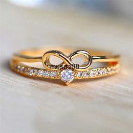 Anneaux de bande Huitan Chic Bow Shape Finger Ring pour les femmes Infinity Sign Cubic Zirconia Rings Fashion Finger Accessoires Daily Party Jewelry J230602