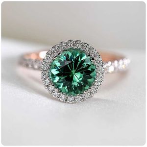 Bandringen Huitan Two Tone Blue/Green CZ Rings For Women Luxury Engagement Wedding Bands Accessoire Elegant Lady's Ring Party Trendy Jewelry AA230529