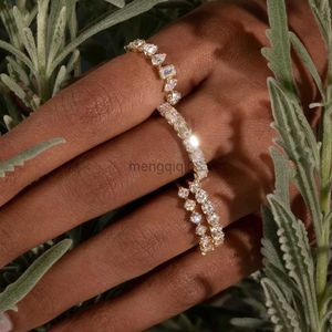 Bagues de bande INS Designer Tennis Zircon pour femmes brillant cristal empilage correspondant fête de mariage bague de mode Chic bijoux R018 Y23